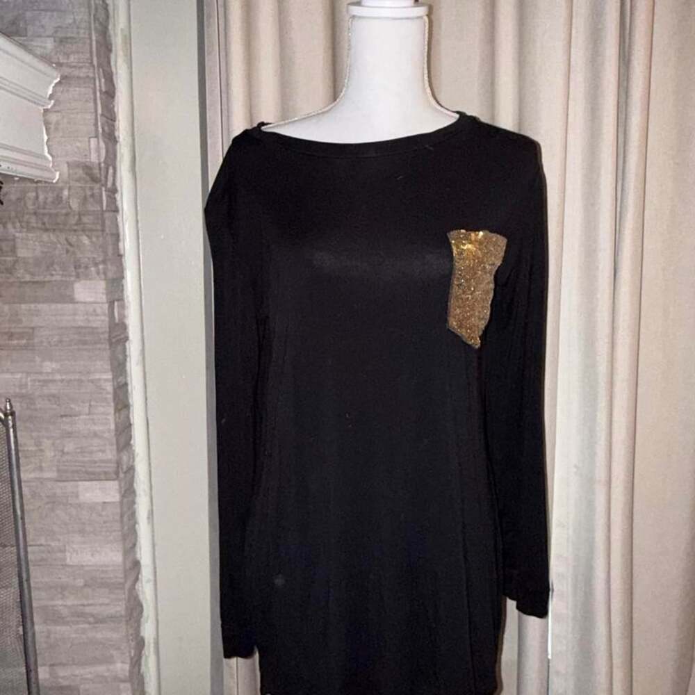 Acting Pro Los Angeles Sequin Pocket Tunic Size 2X Black